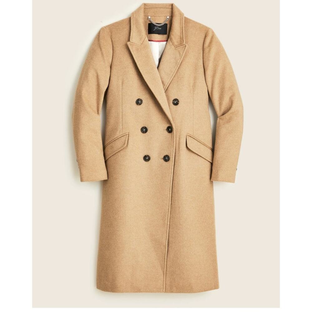 J. Crew Double Breasted Italian Wool Cashmere Coat Jacket Womens 2P Brown - Picture 2 of 13